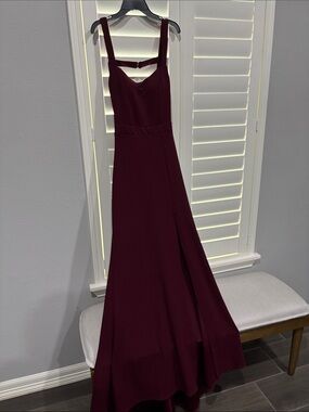 B Darlin Burgundy Sleeveless Formal Gown with Back Strap